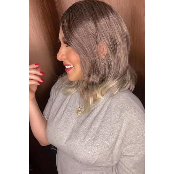 DILLARDS Synthetic Gray Ombre Wig, Medium Length Wavy Style, Heat Resistant Fiber, Natural Looking Side Part, Cosplay Fashion Hair Piece - Image 5